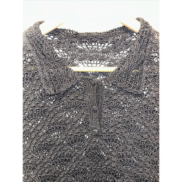 Black Crochet Knit Women's Medium Sweater Witchy Whimsigoth Oversized Goth - Picture 5 of 10